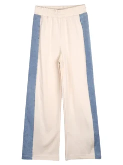 Miss Bellina Completo 2 pezzi da bambina a gamba larga con cappuccio in jeans e zip - panna