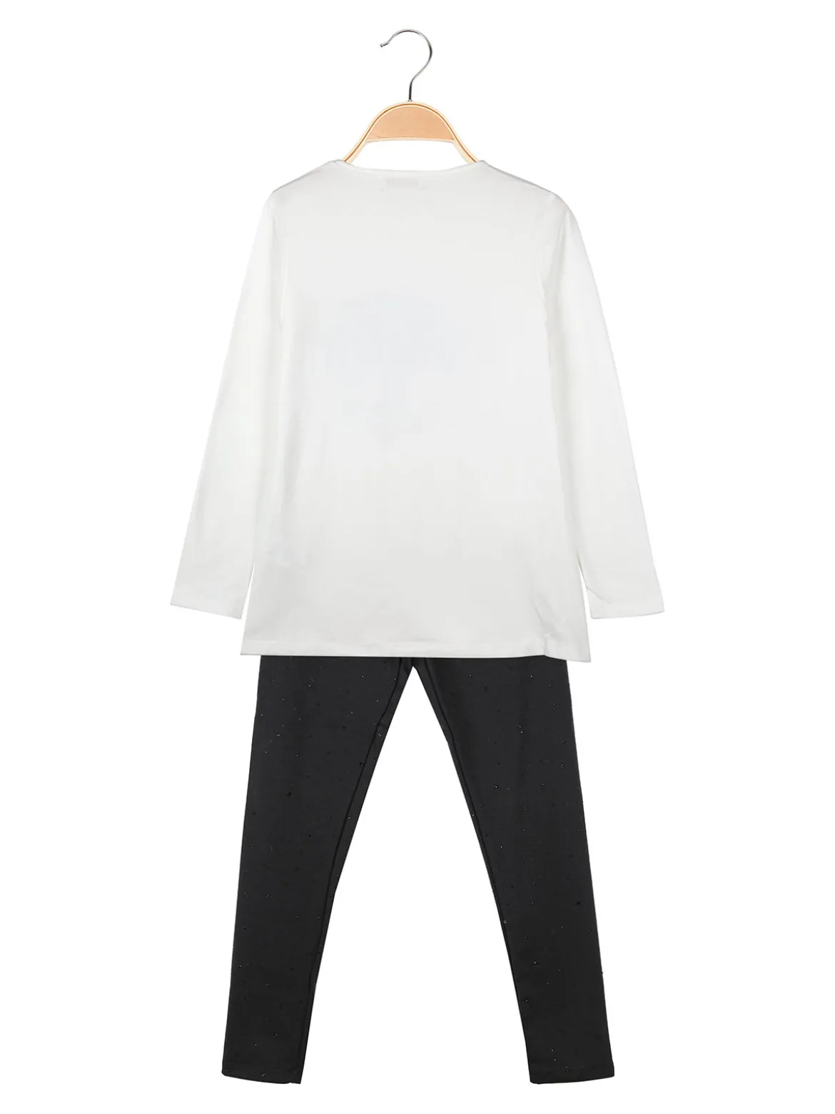 Miss Bellina Completo 2 pezzi da bambina con maglietta e leggings con strass - bianco