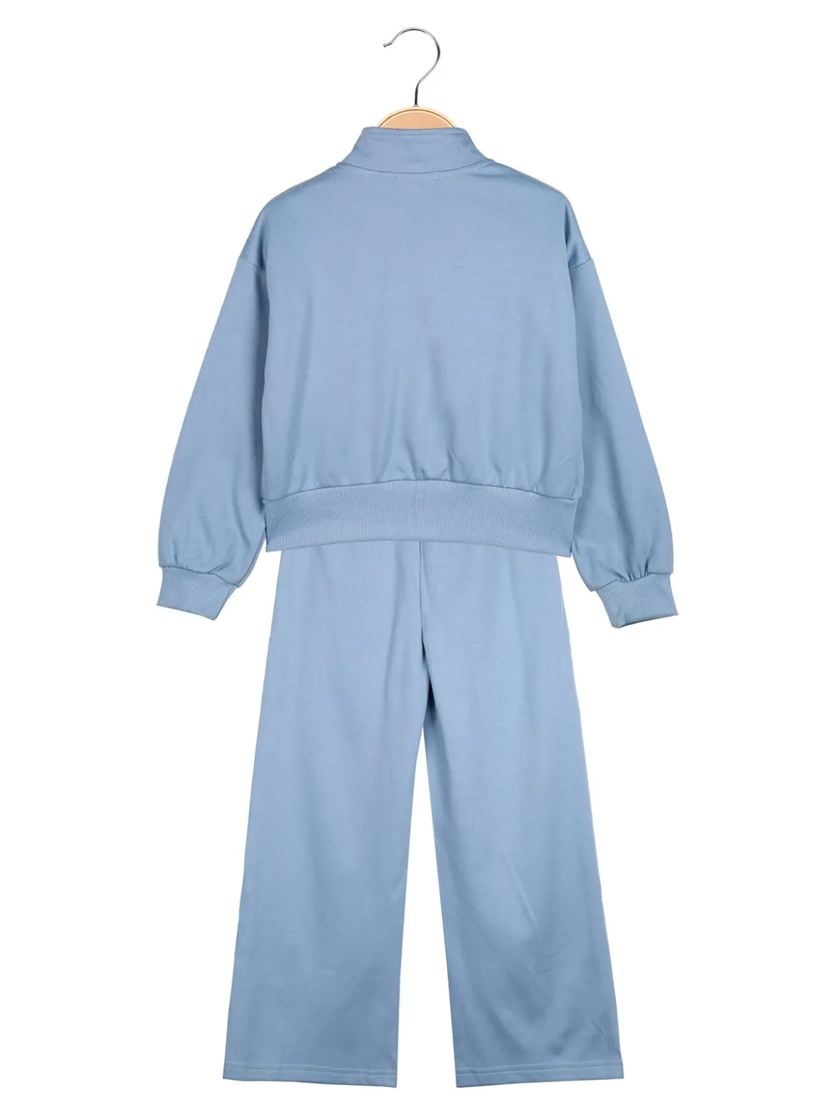 Miss Bellina Completo 3 pezzi da bambina con strass e zip - azzurro