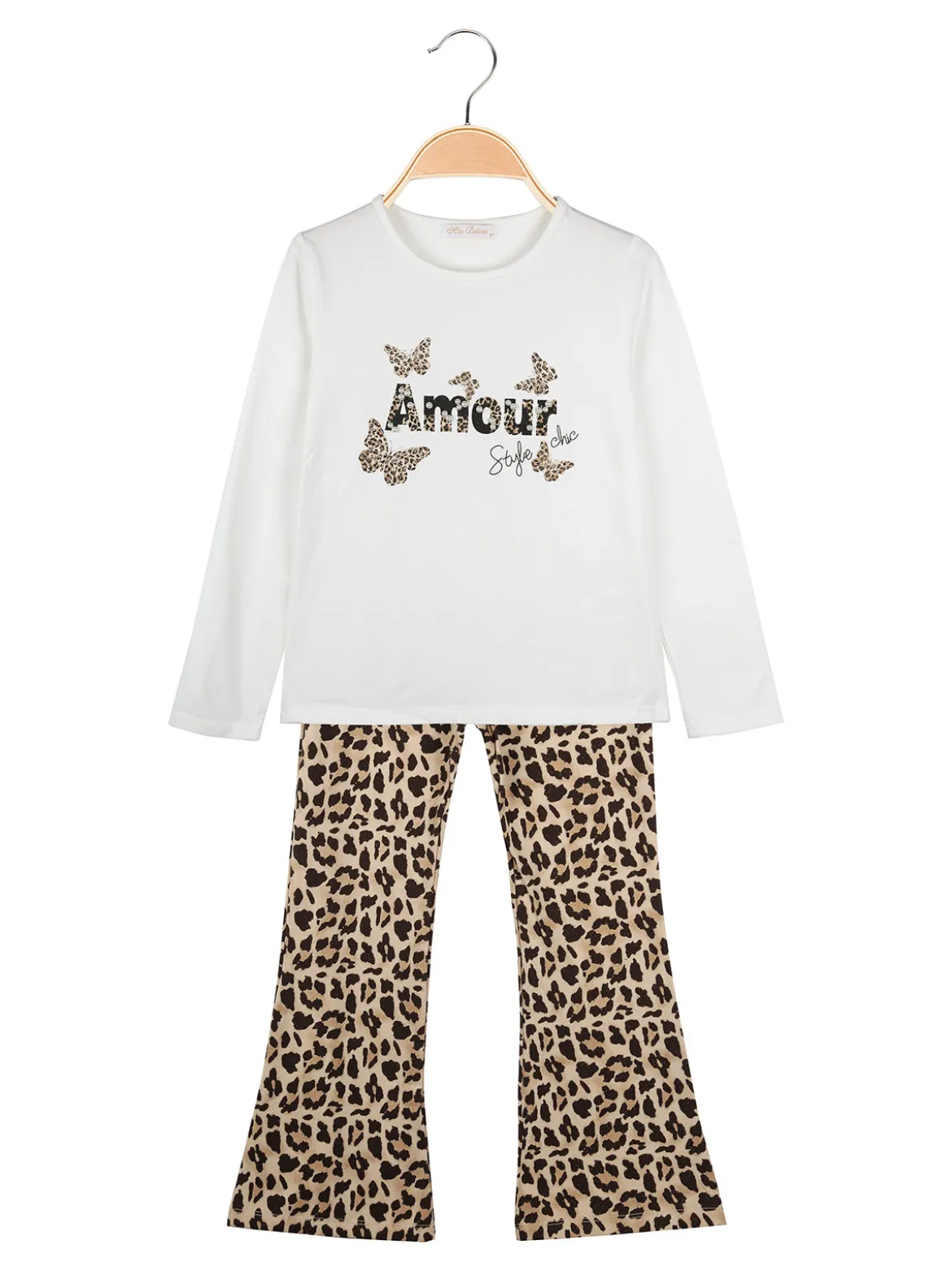 Miss Bellina Completo 2 pezzi da bambina con T-shirt e pantalone - bianco