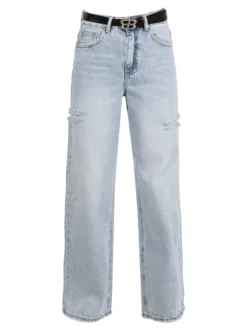 Miss Bonbon Jeans donna a vita alta con strappi laterali