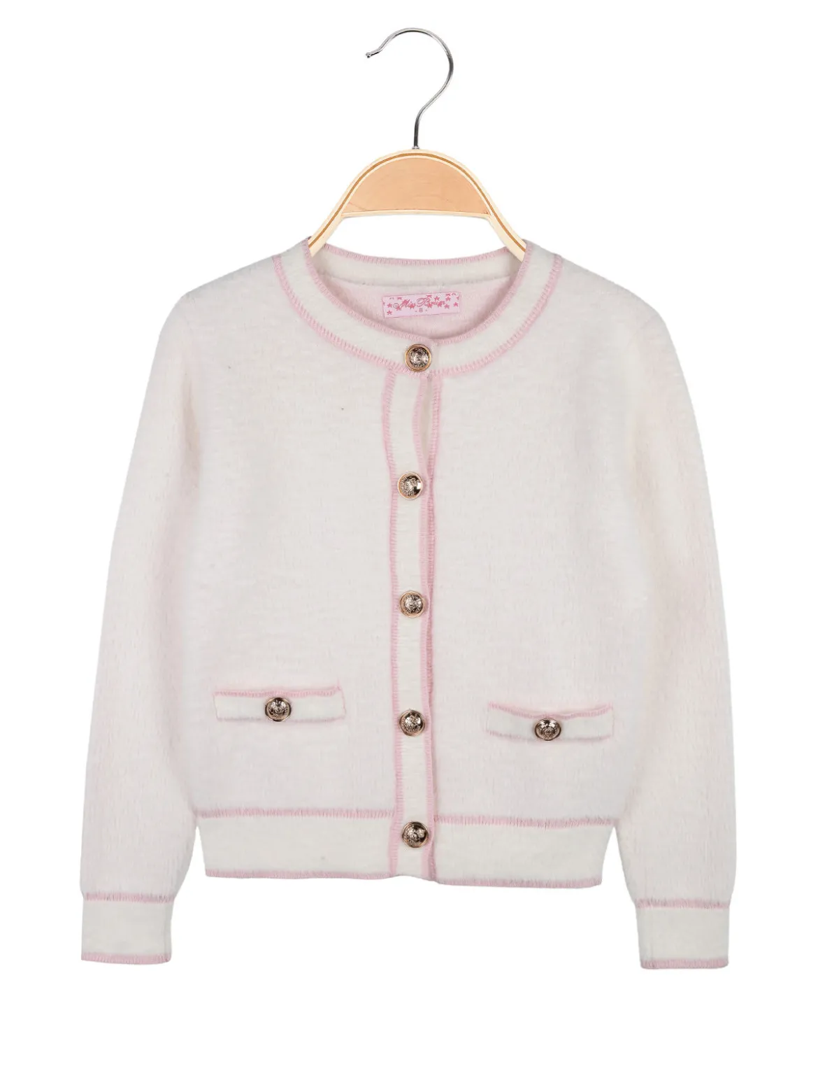 Miss Brum Cardigan da bambina in ecopelo con bottoni