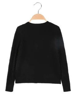 Miss Brum Cardigan da bambina in maglia con fiocchetti di velluto - nero