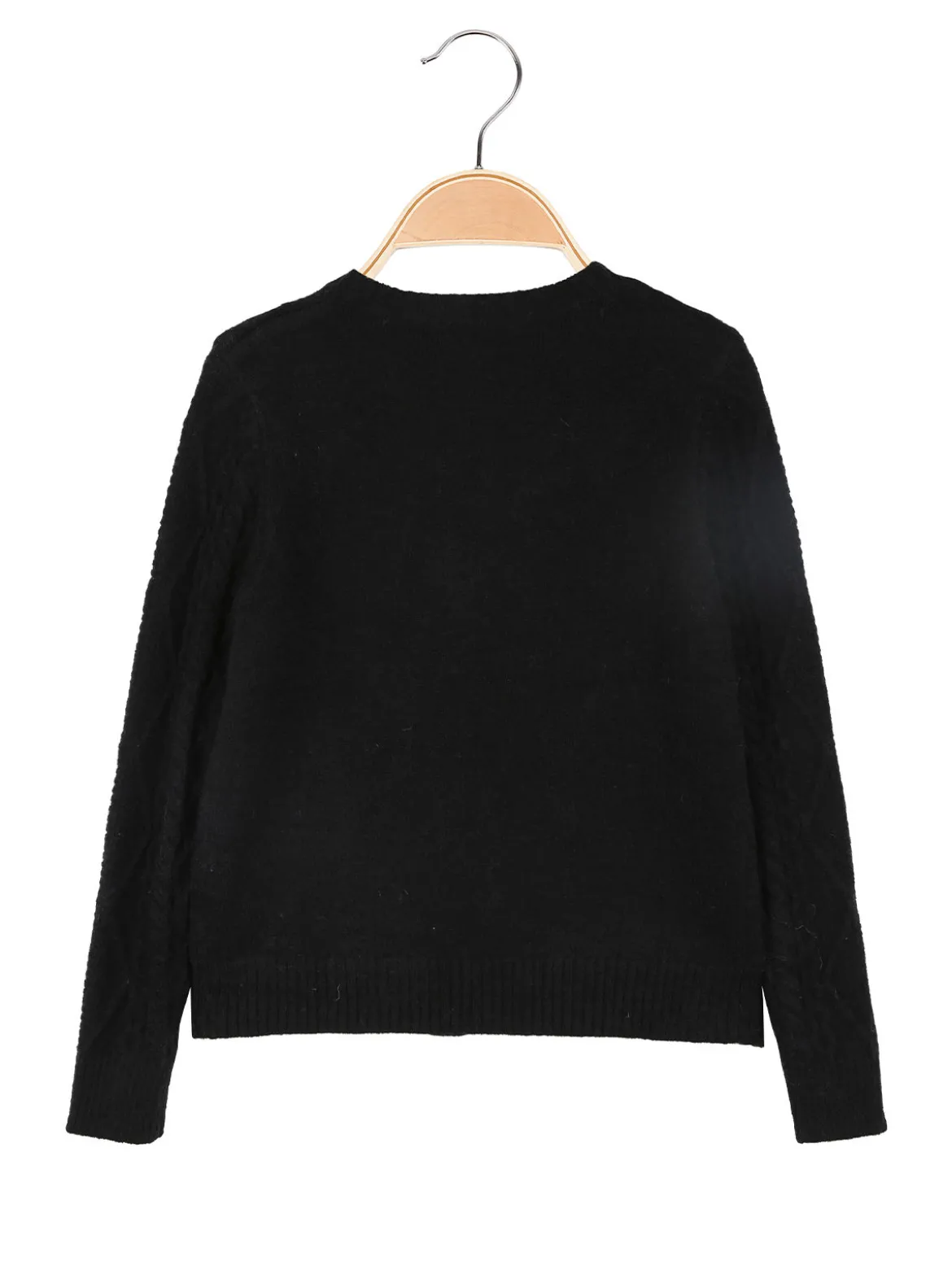 Miss Brum Cardigan da bambina in maglia con fiocchetti di velluto - nero