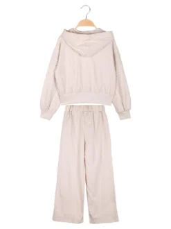 Miss Brum Completo tuta 2 pezzi da bambina con perle e strass - beige