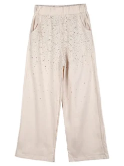 Miss Brum Completo tuta 2 pezzi da bambina con perle e strass - beige