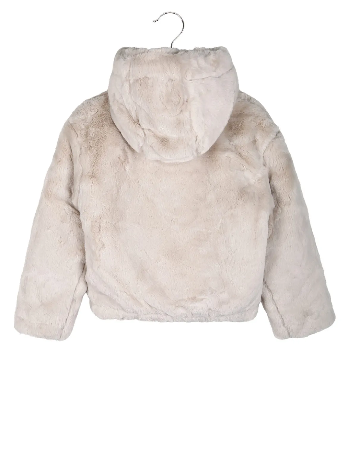 Miss Brum Giacca da bambina con cappuccio in ecopelliccia - beige