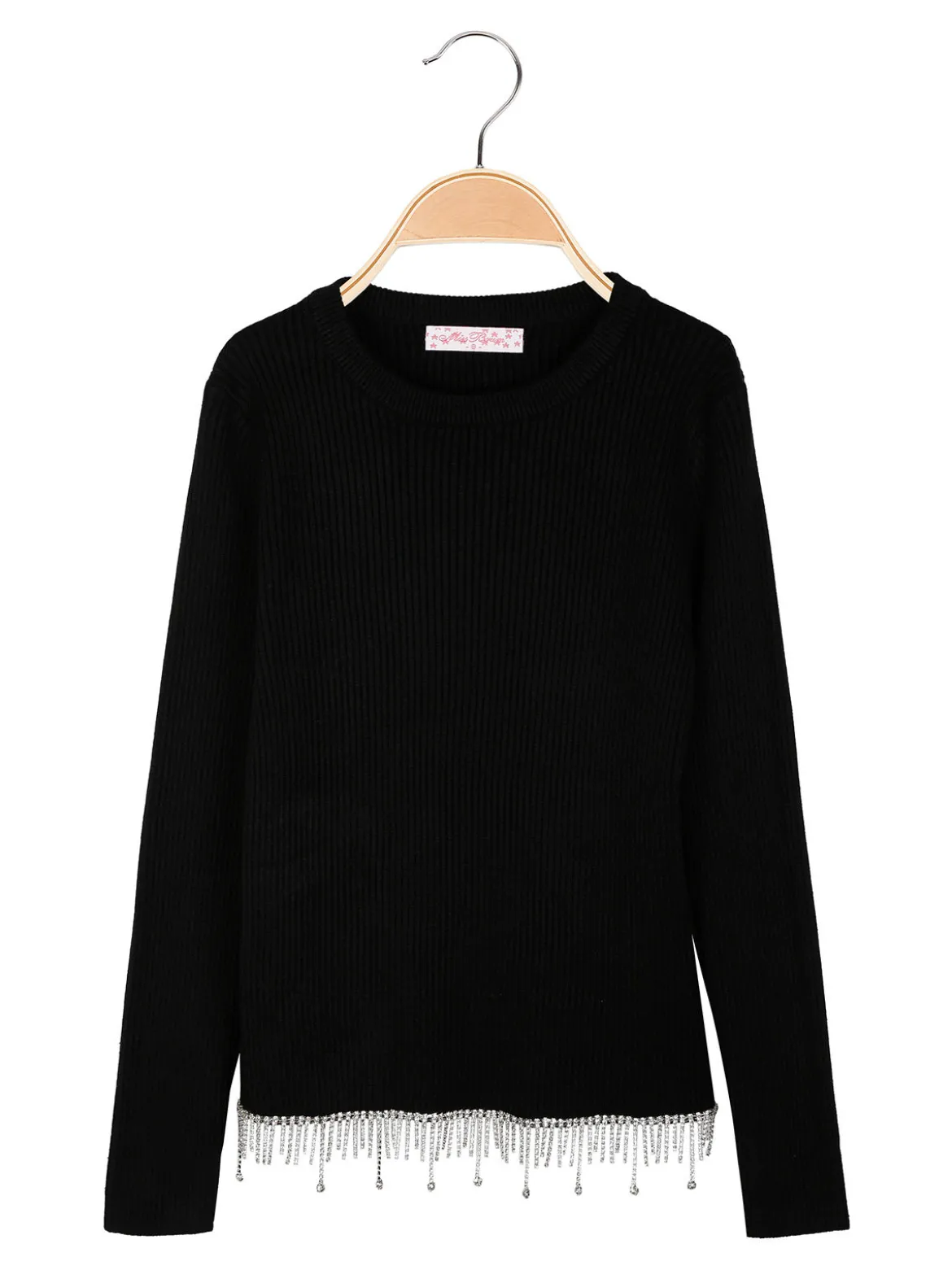 Miss Brum Pullover da bambina in maglia con cascata di strass sul finale