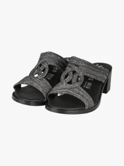 Miss Desiree Ciabatte donna con strass e tacco largo - nero