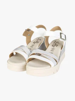 Miss Desiree Sandali donna con zeppa e plateau con fascette brillantinate - argento