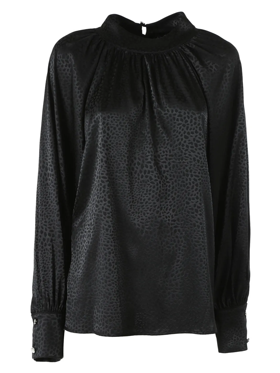 Miss E Co Blusa donna accollata a maniche lunghe linea curvy - nero