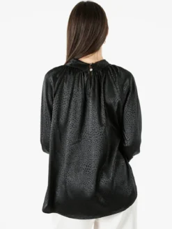 Miss E Co Blusa donna accollata a maniche lunghe linea curvy - nero