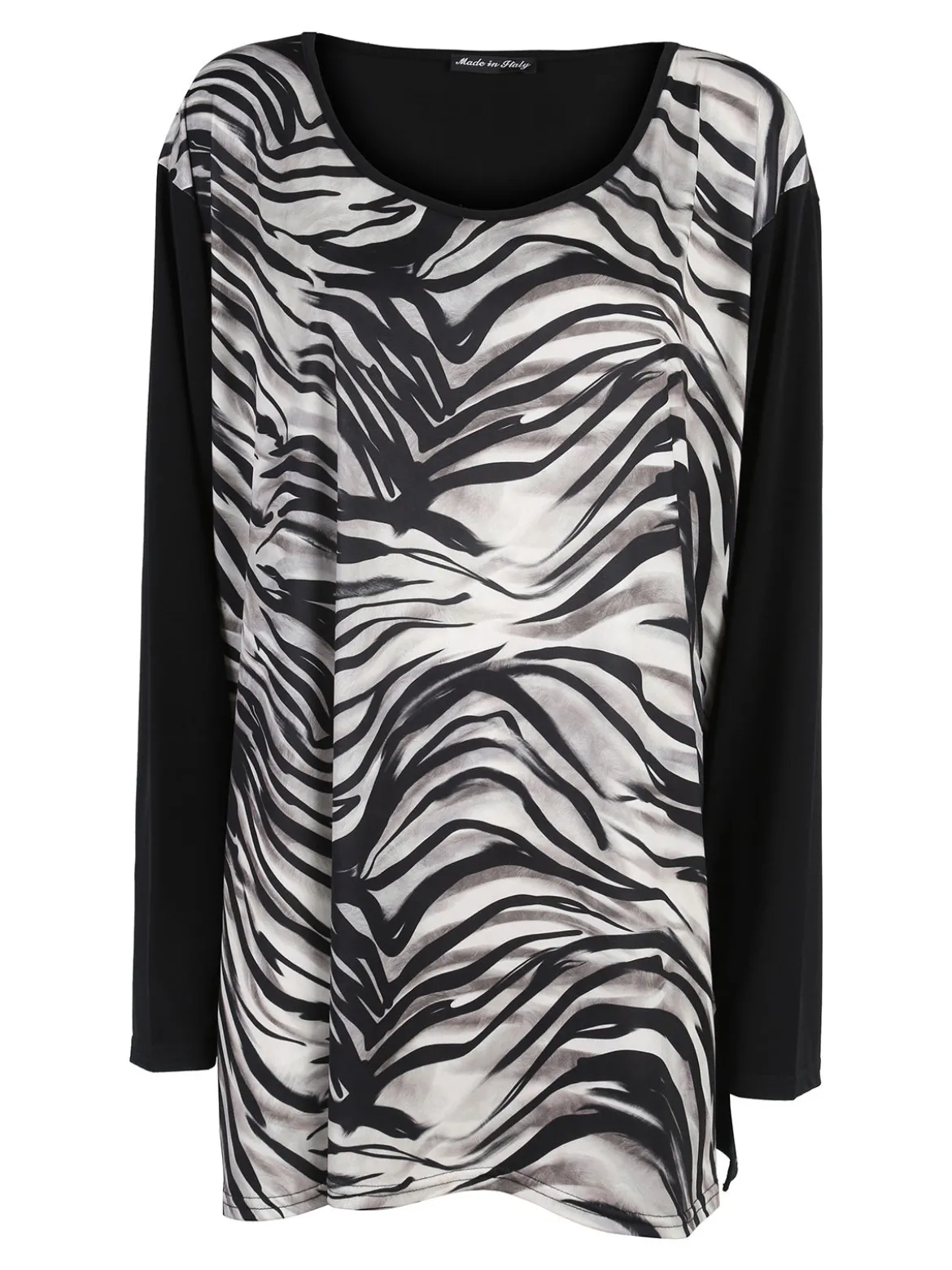 Miss E Co Blusa donna fantasia con spalline imbottite linea curvy - nero