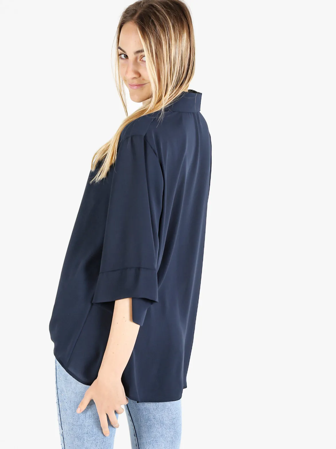 Miss E Co Camicia da donna oversize a maniche corte LINEA CURVY