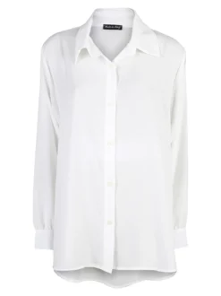 Miss E Co Camicia donna a maniche lunghe linea curvy - bianco