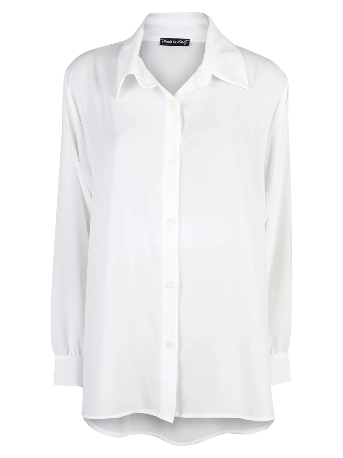 Miss E Co Camicia donna a maniche lunghe linea curvy - bianco
