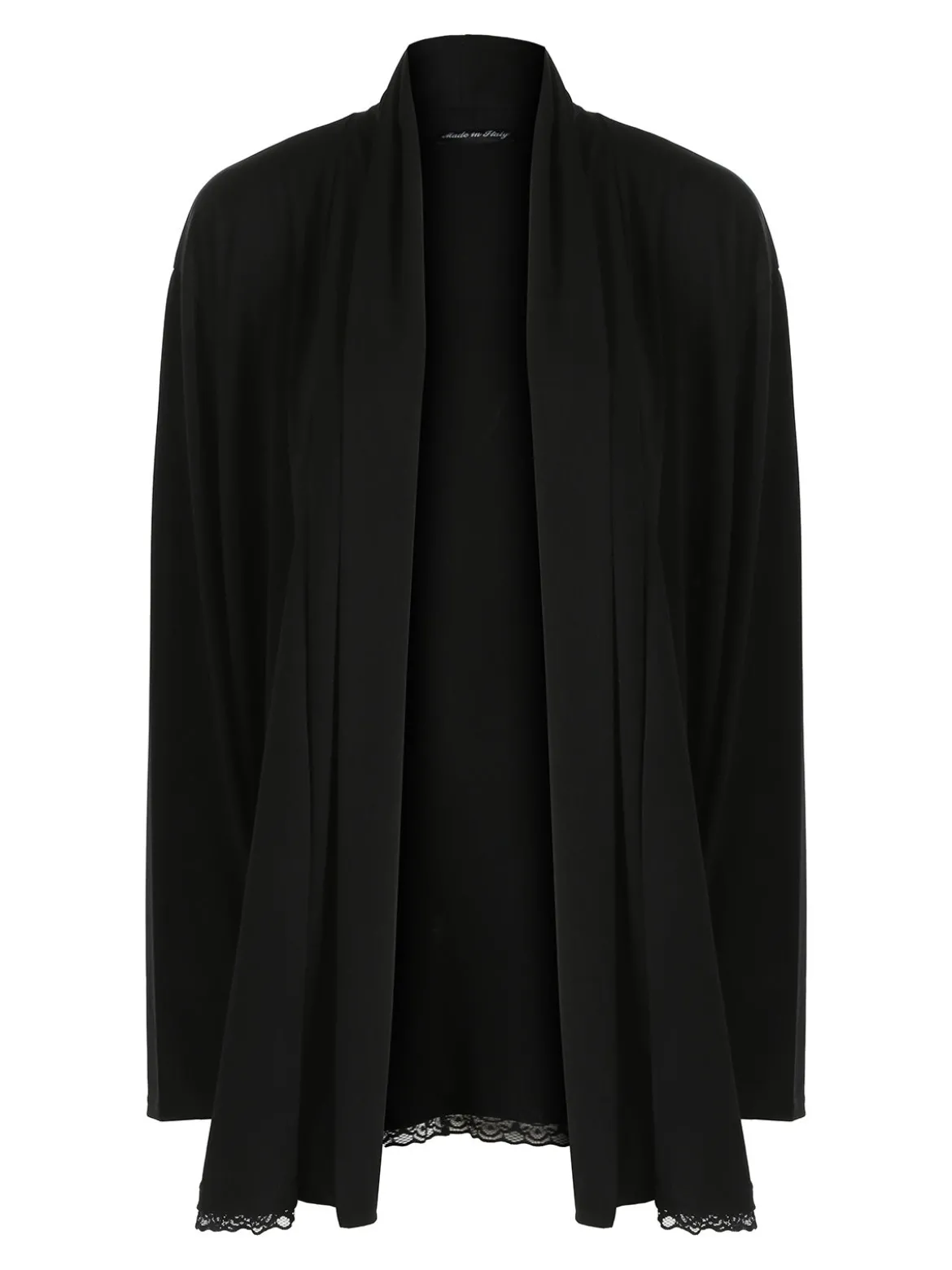 Miss E Co Cardigan donna a maniche lunghe con bordo finale in pizzo linea curvy - nero