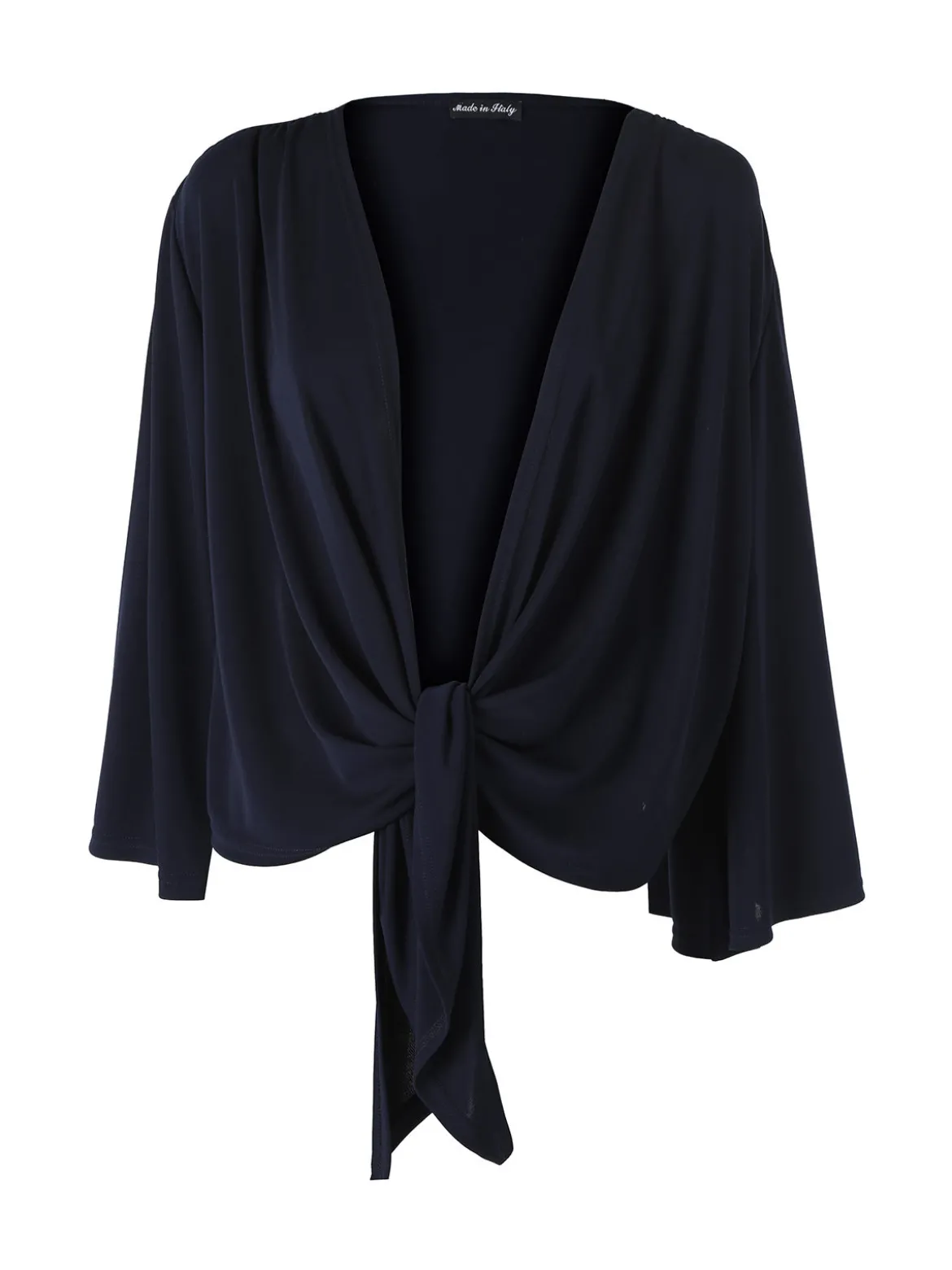 Miss E Co Coprispalle donna annodato con maniche corte a campana linea curvy - blu scuro