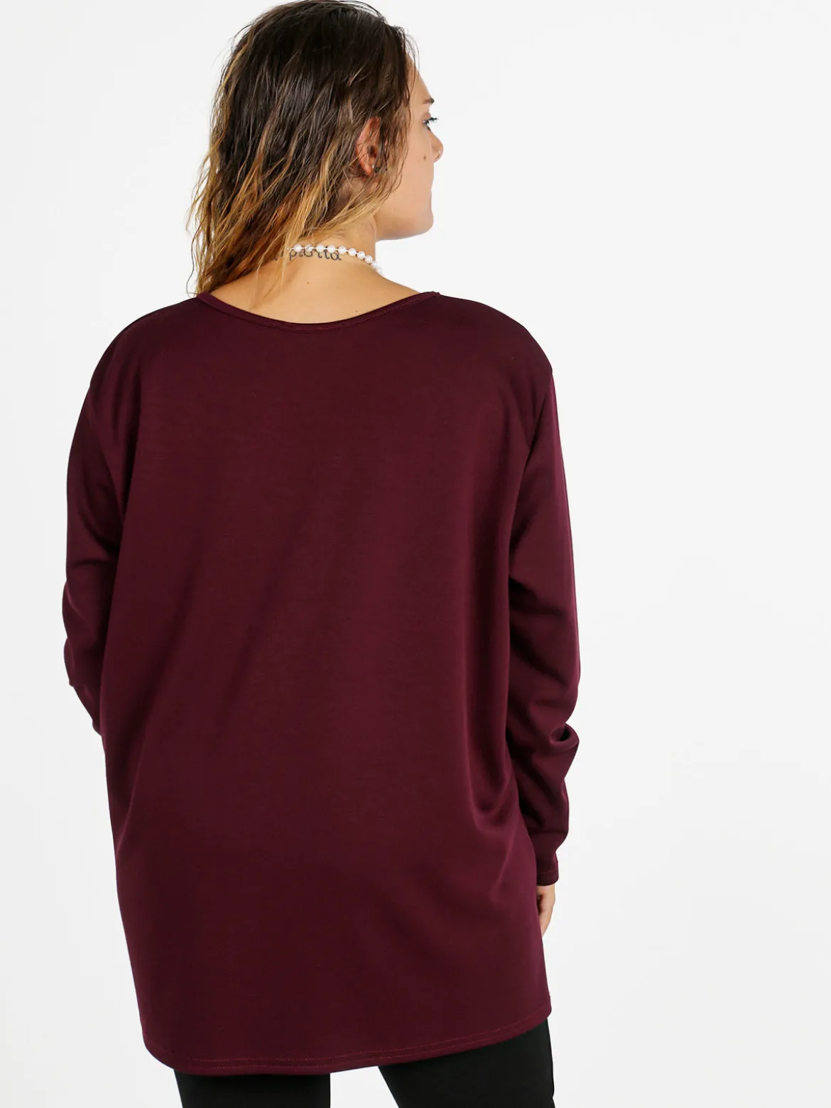 Miss E Co Maglia donna con spalline imbottite linea curvy - bordeaux