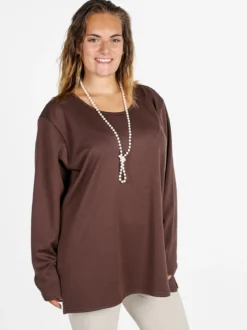 Miss E Co Maglia donna con spalline imbottite linea curvy - marrone
