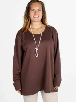 Miss E Co Maglia donna con spalline imbottite linea curvy - marrone