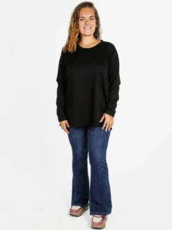 Miss E Co Maglia donna girocollo linea curvy - nero