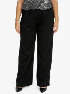 Miss E Co Pantaloni donna a gamba larga linea curvy - nero
