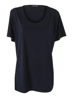 Miss E Co Set donna 2 pezzi con cardigan floreale e t-shirt in viscosa linea curvy - blu scuro