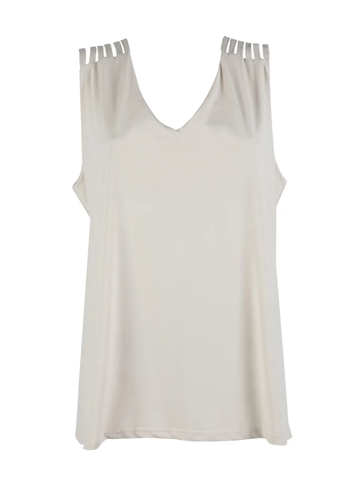 Miss E Co Top donna smanicato con scollo a V linea curvy