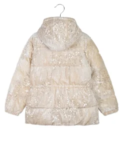 Miss & Girls Giubbotto da bambina con paillettes e cappuccio - beige