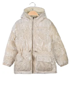 Miss & Girls Giubbotto da bambina con paillettes e cappuccio - beige