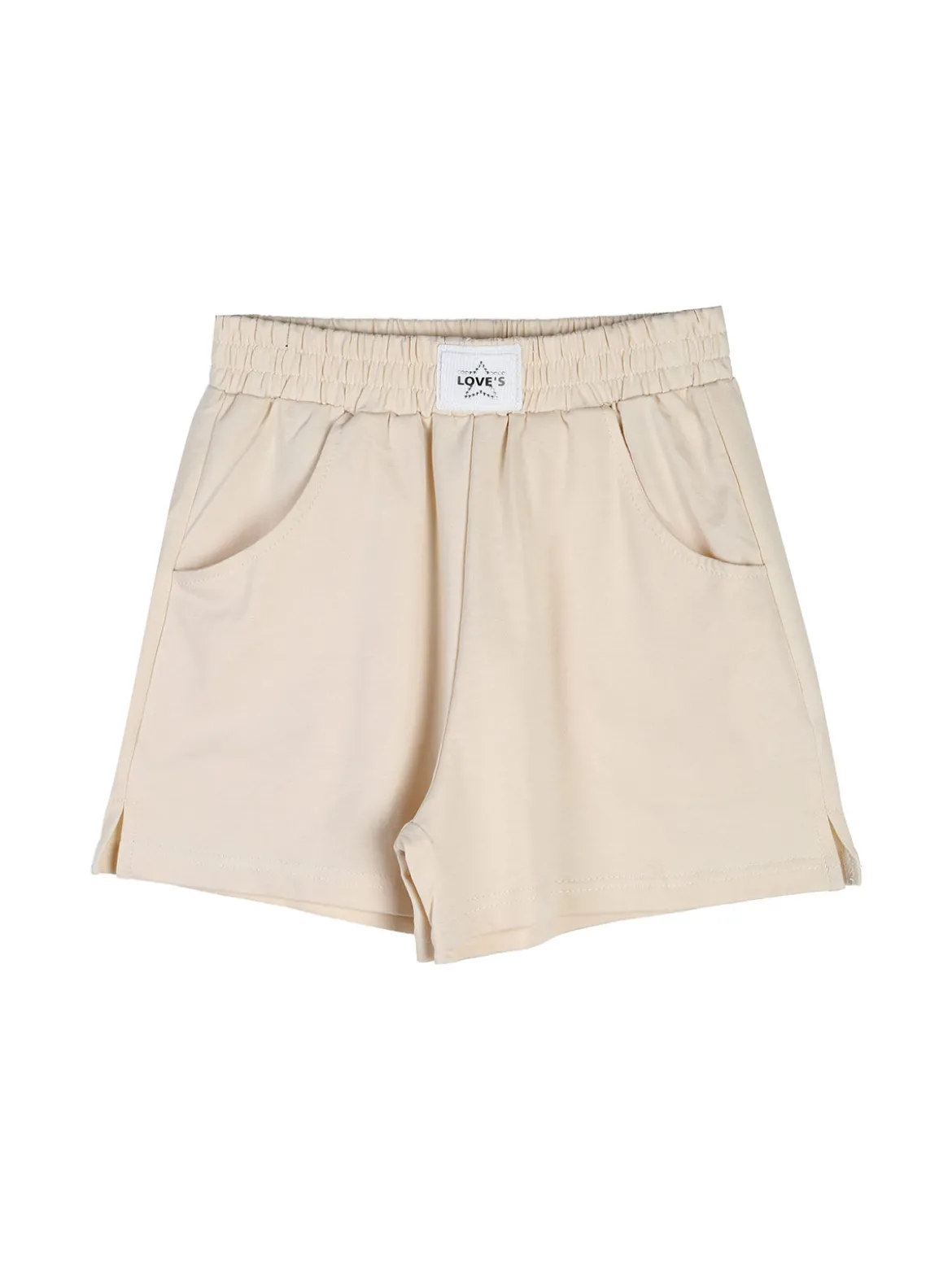 Miss Image Completo corto da ragazza con top a costine e shorts - beige