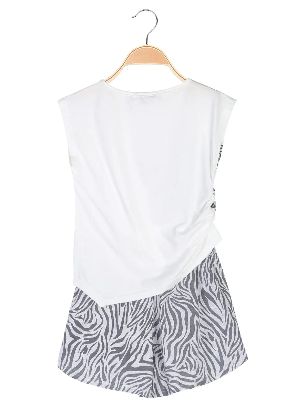 Miss Image Completo corto da ragazza in cotone con top e shorts - bianco