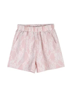 Miss Image Completo 2 pezzi da bambina con t-shirt e shorts ricamati - cipria