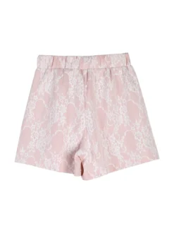Miss Image Completo 2 pezzi da bambina con t-shirt e shorts ricamati - cipria