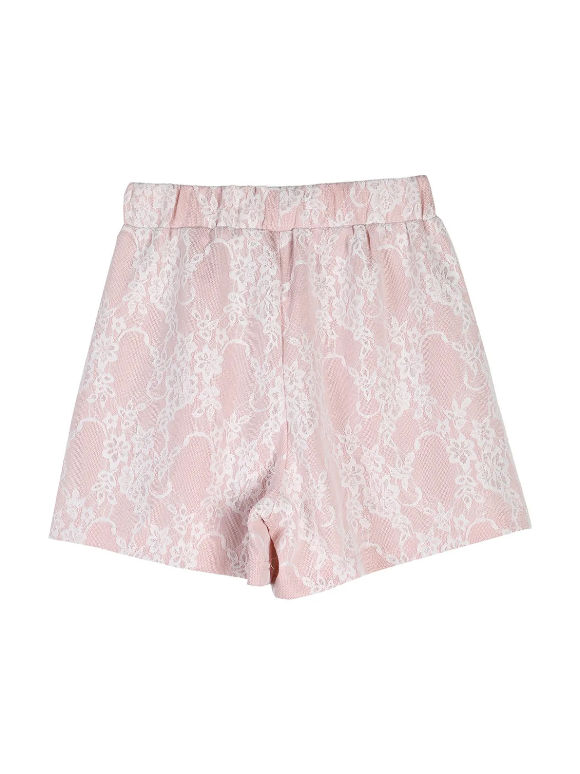 Miss Image Completo 2 pezzi da bambina con t-shirt e shorts ricamati - cipria