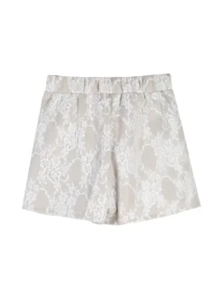 Miss Image Completo 2 pezzi da bambina con t-shirt e shorts ricamati - beige