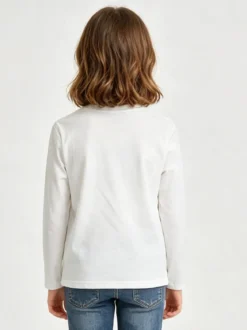 Miss Image T-shirt da bambina a maniche lunghe con stampa - bianco