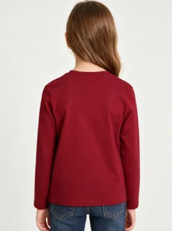 Miss Image T-shirt da bambina a maniche lunghe con stampa - bordeaux
