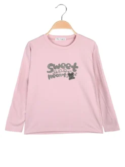 Miss Image T-shirt da bambina a maniche lunghe con stampa - rosa