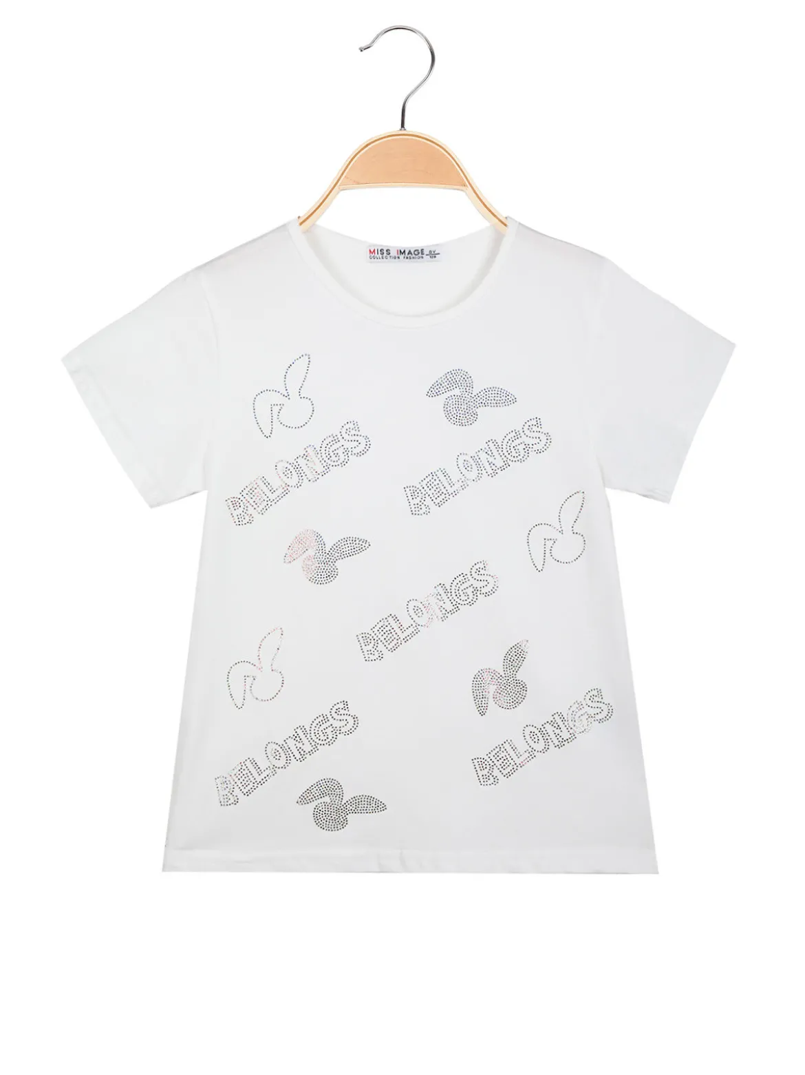 Miss Image T-shirt da bambina con scritte di strass