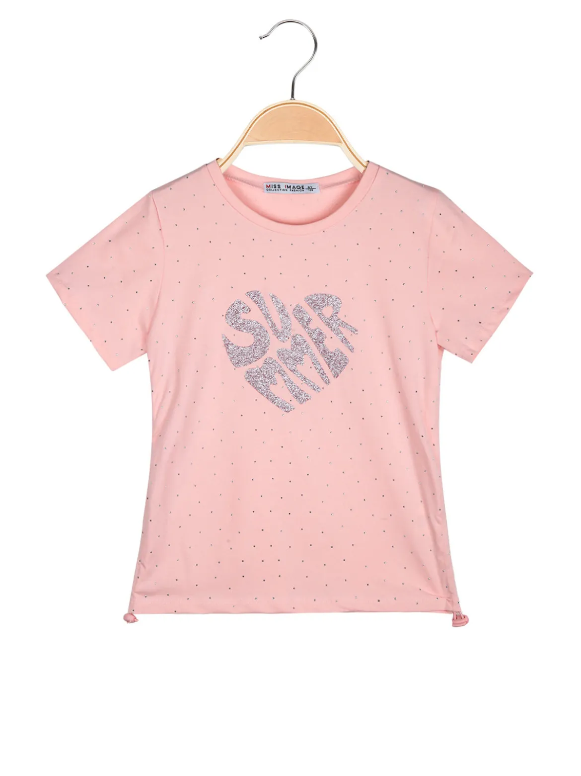 Miss Image T-shirt da bambina con strass e scritta glitter