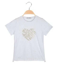 Miss Image T-shirt da bambina con strass e scritta glitter