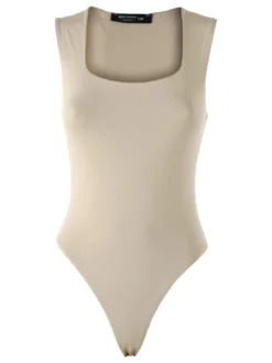 Miss Kimery Body donna senza maniche con scollo quadrato - beige