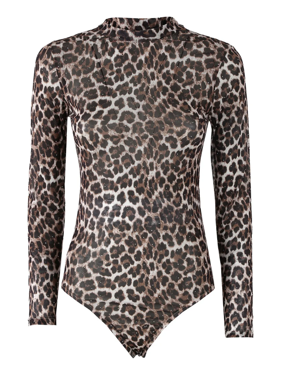 Miss Kimery Top body donna animalier a maniche lunghe - multicolore