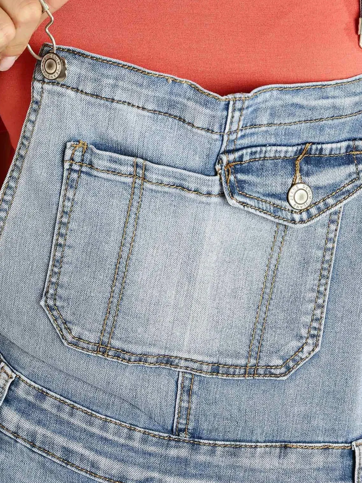 Miss Two Salopette in jeans con gonna