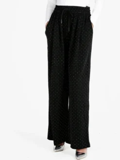 Monique Pantaloni eleganti da donna a gamba larga con strass