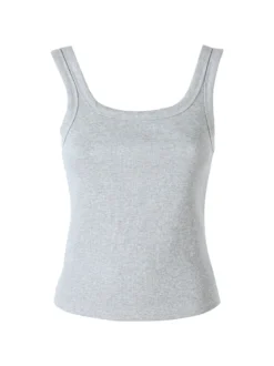 Monique Top donna girocollo a costine - grigio