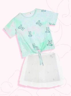 Mono Star Completo da bambina gonna in tulle + t-shirt