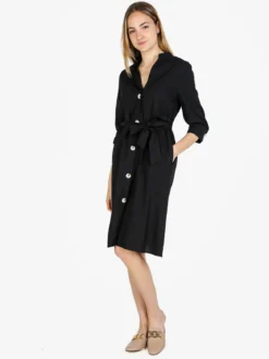 Monte Cervino Abito a camicia da donna in misto lino con maniche a 3/4